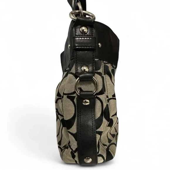 Coach Signature Black & Khaki Canvas Shoulder Bag - Picture 5 of 11